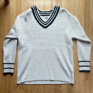 Oversized Boyfriend Sweater - off-white and black